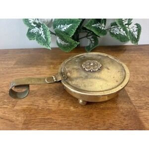 Vintage Peerage England‎ Brass Mini Warming Pan Footed Hinged Handle